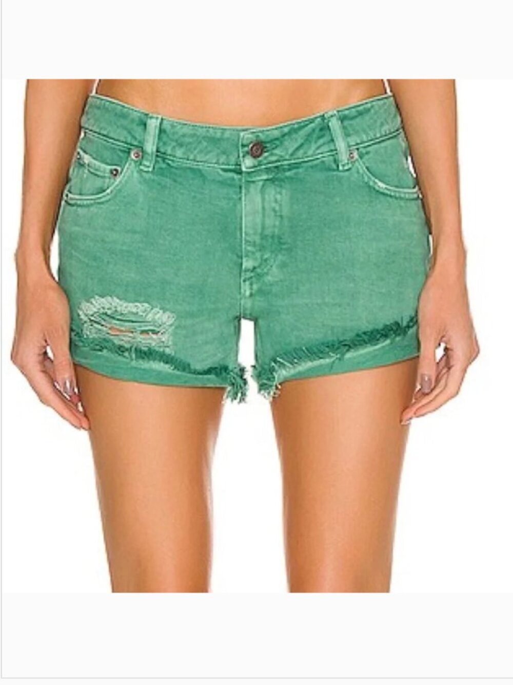 SER.O.YA Lex Distress Jean Shorts Vintage Jade Green SIZE 26